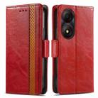 For ZTE Blade A34  CaseNeo Splicing Dual Magnetic Buckle Leather Phone Case(Red) - 1