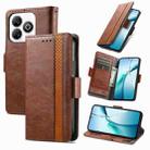 For ZTE Blade A75 4G CaseNeo Splicing Dual Magnetic Buckle Leather Phone Case(Brown) - 1