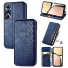 For Realme C65 Cubic Grid Pressed Magnetic Leather Phone Case(Blue) - 1