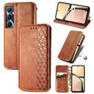 For Realme C65 Cubic Grid Pressed Magnetic Leather Phone Case(Brown) - 1