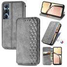 For Realme C65 Cubic Grid Pressed Magnetic Leather Phone Case(Gray) - 1