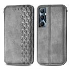 For Realme C65 Cubic Grid Pressed Magnetic Leather Phone Case(Gray) - 2