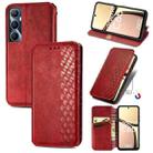 For Realme C65 Cubic Grid Pressed Magnetic Leather Phone Case(Red) - 1