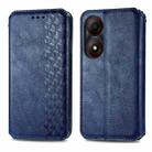 For ZTE Blade A34  Cubic Grid Pressed Magnetic Leather Phone Case(Blue) - 1