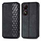 For ZTE Blade A34  Cubic Grid Pressed Magnetic Leather Phone Case(Black) - 1