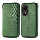 For ZTE Blade A34  Cubic Grid Pressed Magnetic Leather Phone Case(Green) - 1