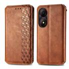 For ZTE Blade A34  Cubic Grid Pressed Magnetic Leather Phone Case(Brown) - 1