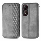 For ZTE Blade A34  Cubic Grid Pressed Magnetic Leather Phone Case(Gray) - 1