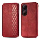 For ZTE Blade A34  Cubic Grid Pressed Magnetic Leather Phone Case(Red) - 1