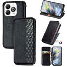 For ZTE Blade A75 4G Cubic Grid Pressed Magnetic Leather Phone Case(Black) - 1