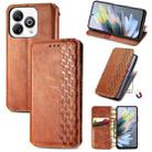 For ZTE Blade A75 4G Cubic Grid Pressed Magnetic Leather Phone Case(Brown) - 1