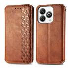 For ZTE Blade A75 4G Cubic Grid Pressed Magnetic Leather Phone Case(Brown) - 2