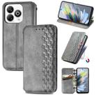 For ZTE Blade A75 4G Cubic Grid Pressed Magnetic Leather Phone Case(Gray) - 1