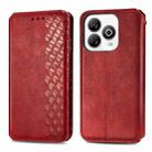 For ZTE Blade A75 4G Cubic Grid Pressed Magnetic Leather Phone Case(Red) - 2