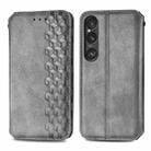 For Sony Xperia 1 VI Cubic Grid Pressed Magnetic Leather Phone Case(Gray) - 1