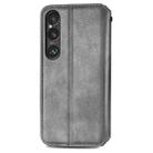 For Sony Xperia 1 VI Cubic Grid Pressed Magnetic Leather Phone Case(Gray) - 3