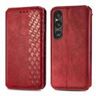 For Sony Xperia 5 VI Cubic Grid Pressed Magnetic Leather Phone Case(Red) - 1