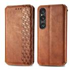 For Sony Xperia 5 VI Cubic Grid Pressed Magnetic Leather Phone Case(Brown) - 1