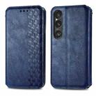 For Sony Xperia 10 VI Cubic Grid Pressed Magnetic Leather Phone Case(Blue) - 1