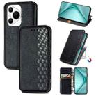 For Huawei Pura 70 Cubic Grid Pressed Magnetic Leather Phone Case(Black) - 1