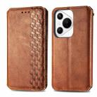 For Huawei Pura 70 Cubic Grid Pressed Magnetic Leather Phone Case(Brown) - 2