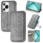 For Huawei Pura 70 Cubic Grid Pressed Magnetic Leather Phone Case(Gray) - 1