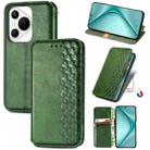 For Huawei Pura 70 Pro Cubic Grid Pressed Magnetic Leather Phone Case(Green) - 1