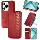 For Huawei Pura 70 Pro Cubic Grid Pressed Magnetic Leather Phone Case(Red) - 1