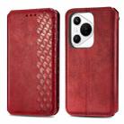 For Huawei Pura 70 Pro+ Cubic Grid Pressed Magnetic Leather Phone Case(Red) - 2