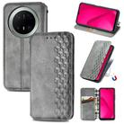 For Huawei Mate 70 Pro Cubic Grid Pressed Magnetic Leather Phone Case(Gray) - 1