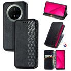 For Huawei Mate 70 Pro+ Cubic Grid Pressed Magnetic Leather Phone Case(Black) - 1