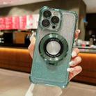 For iPhone 15 Pro Max Invisible Holder Gradient Glitter Magsafe Phone Case(Pine Green) - 1