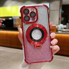 For iPhone 15 Pro Max Invisible Holder Gradient Glitter Magsafe Phone Case(Red) - 1