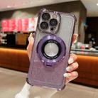 For iPhone 15 Pro Invisible Holder Gradient Glitter Magsafe Phone Case(Dark Night Purple) - 1
