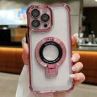 For iPhone 15 Pro Ultra-thin Electroplated Holder Magsafe Phone Case(Pink) - 1