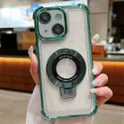 For iPhone 15 Plus Ultra-thin Electroplated Holder Magsafe Phone Case(Green) - 1