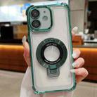 For iPhone 12 Ultra-thin Electroplated Holder Magsafe Phone Case(Green) - 1