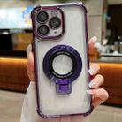 For iPhone 11 Pro Max Ultra-thin Electroplated Holder Magsafe Phone Case(Purple) - 1