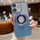 For iPhone 12 Electroplated Holder Gradient Glitter Magsafe Phone Case(Blue) - 1