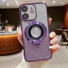 For iPhone 12 Electroplated Holder Gradient Glitter Magsafe Phone Case(Purple) - 1