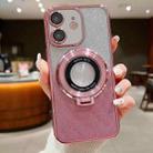 For iPhone  11 Electroplated Holder Gradient Glitter MagSafe Phone Case(Pink) - 1