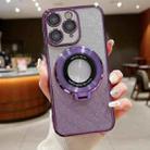 For iPhone 11 Pro Electroplated Holder Gradient Glitter Magsafe Phone Case(Purple) - 1