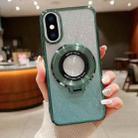 For iPhone XS Max Electroplated Holder Gradient Glitter Magsafe Phone Case(Green) - 1