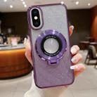 For iPhone XS Max Electroplated Holder Gradient Glitter MagSafe Phone Case(Purple) - 1