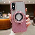 For iPhone XS Max Electroplated Holder Gradient Glitter Magsafe Phone Case(Pink) - 1