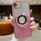 For iPhone 7 / 8 / SE 2022 Electroplated Holder Gradient Glitter Magsafe Phone Case(Pink) - 1