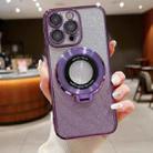 For iPhone 16 Electroplated Holder Gradient Glitter MagSafe Phone Case(Purple) - 1