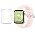 For Huawei Watch Fit3 Silicone Soft Watch Band + Clear Watch Protective Case Set(Pink) - 1