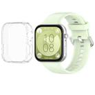 For Huawei Watch Fit3 Silicone Soft Watch Band + Clear Watch Protective Case Set(Green) - 1