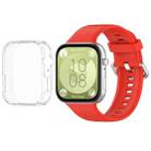 For Huawei Watch Fit3 Silicone Soft Watch Band + Clear Watch Protective Case Set(Red) - 1